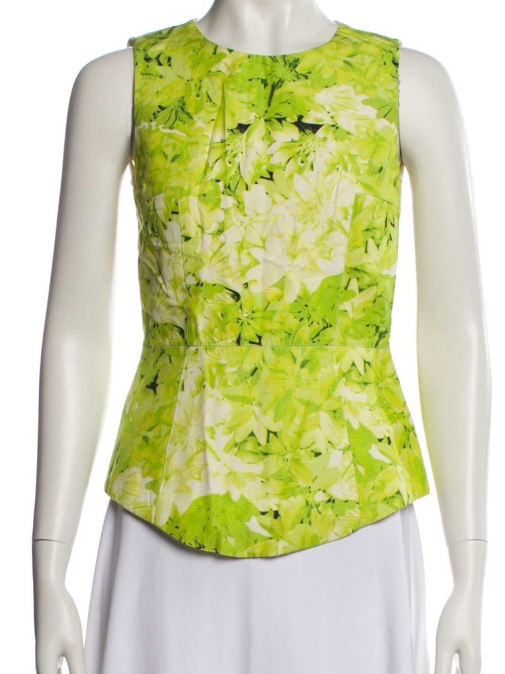 Tibi silk linen Floral Sleeveless Top